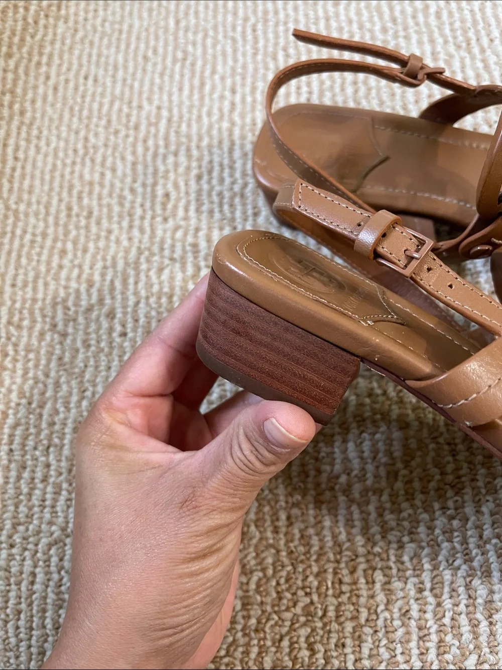 Tory Burch Brown Leather Miller Thong Slingback Sandals